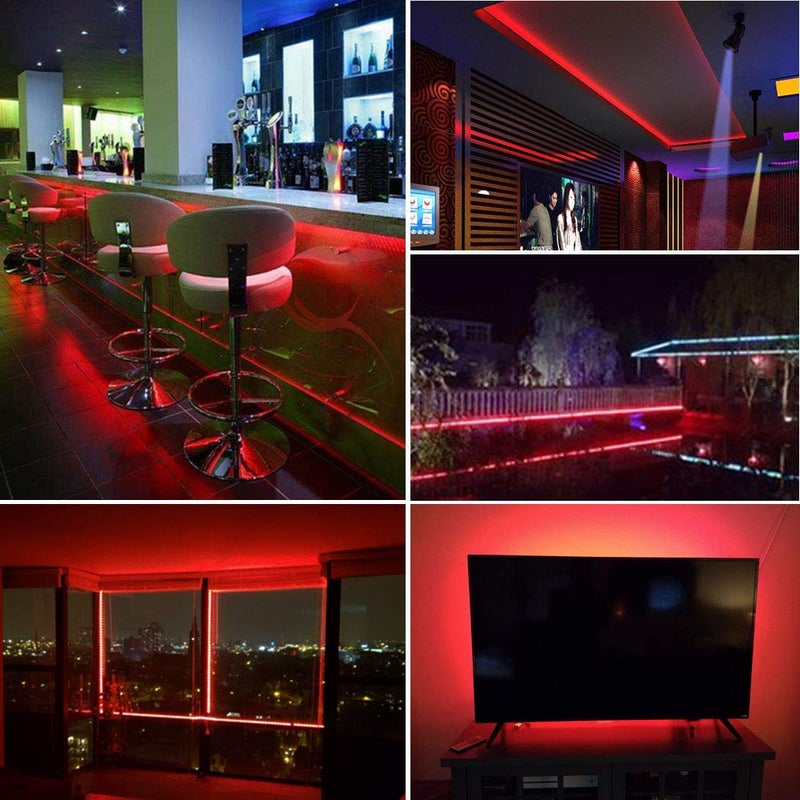YM EBright YM E-Bright Red LED Strip Lights 5M /16.4Ft 600SMD Waterproof IP68 Flexible for Bedroom Undercar Lighting Kits Mall Indoor Outdoor House Party Decoration Stage Lights (No Power Adapter) - Image 5